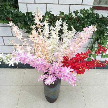 10Pcs Fake Long Stem Oncidium (5 stems/piec) 39.37" Length Simulation Orchid for Wedding Home Decorative Artificial Flowers
