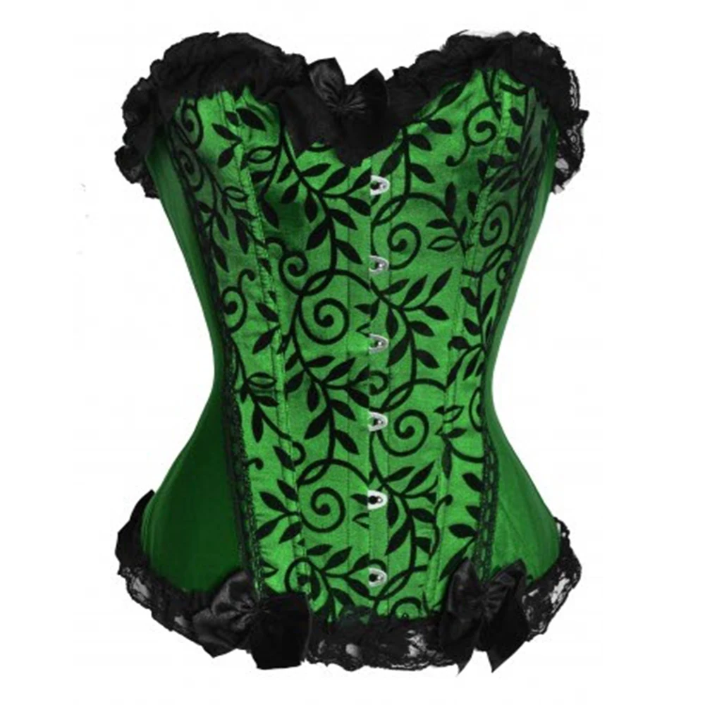 

Cheapest Lady Boned Bust Basque Gothic Burlesque Overbust Corset Bustier Green PLUS SIZE 7/8XL