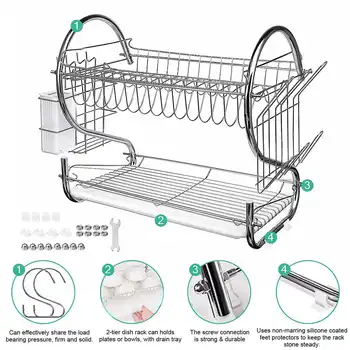 2 Tiers Steel Kitchen Washing Holder Dish Drying Rack Basket Plated Kitchen Cup Knife Sink Dish Drainer Drying Rack Organizer
2 Tiers Steel Kitchen Washing Holder Dish Drying Rack Basket Plated Kitchen Cup Knife Sink Dish Drainer Drying Rack Organizer