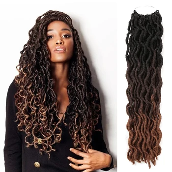 

18Inch 24 strands/pack Goddess Nu Locs Soft Crochet Hair Braids Ombre Faux Locs Curly Synthetic Hair Crochet Braiding