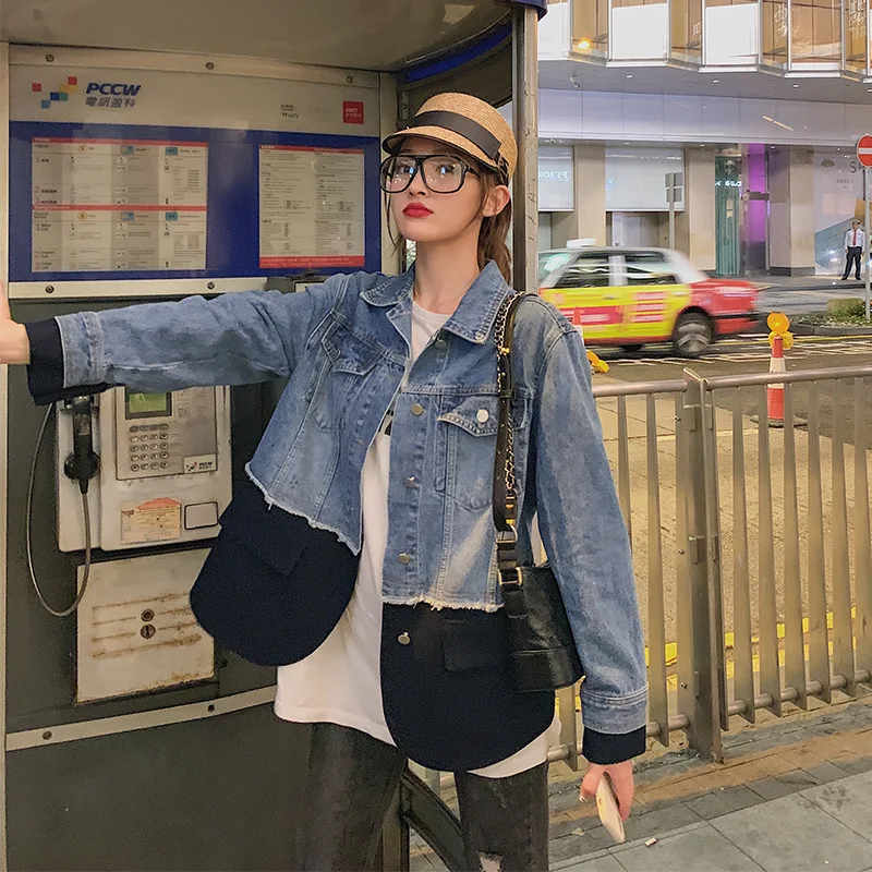 Plus size Harajuku Blue Washed Stitching Burrs Women Denim jacket 2020 Spring Autumn Jaqueta jeans feminina Casual Jean jacket
Plus size Harajuku Blue Washed Stitching Burrs Women Denim jacket 2020 Spring Autumn Jaqueta jeans feminina Casual Jean jacket