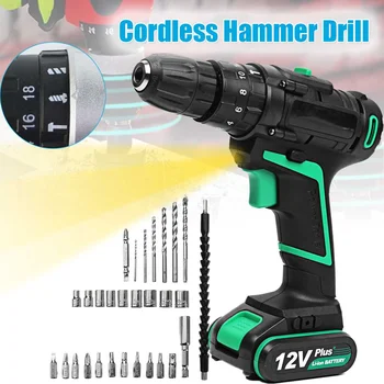 12V 1.5Ah Li-ion Battery Cordless Electric Hammer Rechargable Power Drills Two Speed Power Screwdriver
12V 1.5Ah Li-ion Battery Cordless Electric Hammer Rechargable Power Drills Two Speed Power Screwdriver