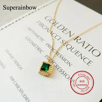 SUPERAINBOW 925 Sterling Silver Delicate Green Square Zircon Pendant Necklace for Women Clavicle Chain Chokers Necklace SR-N71
SUPERAINBOW 925 Sterling Silver Delicate Green Square Zircon Pendant Necklace for Women Clavicle Chain Chokers Necklace SR-N71