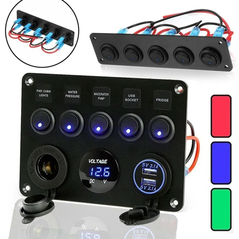 New Arrival 1pc 5 Gang ON-OFF Switch Panel Dual USB Socket Charger LED Voltmeter for Car Boat Interior Parts
New Arrival 1pc 5 Gang ON-OFF Switch Panel Dual USB Socket Charger LED Voltmeter for Car Boat Interior Parts