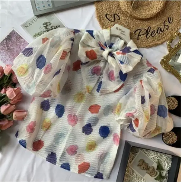 2019 New Summer Women's Fashion Colorful Print Short Sleeve Shirt Sweet Lady Bow Blouse Female Tops
2019 New Summer Women's Fashion Colorful Print Short Sleeve Shirt Sweet Lady Bow Blouse Female Tops