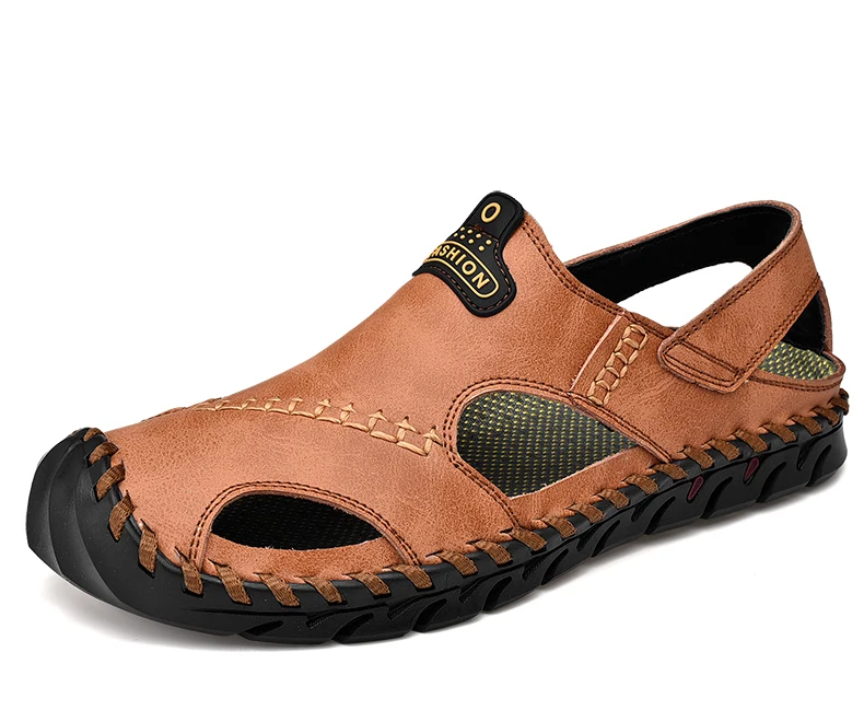 Fashion men's sandals casual genuien leather summer flats shoes male breathable beach sandal man outside sandals for men size 46 Fashion men's sandals casual genuien leather summer flats shoes male breathable beach sandal man outside sandals for men size 46