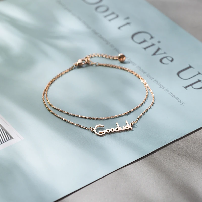 YUN RUO Double Layer Good Luck Anklet Fashion Rose Gold Color Chic Woman Gift Titanium Steel Jewelry Never Fade Drop Shipping
YUN RUO Double Layer Good Luck Anklet Fashion Rose Gold Color Chic Woman Gift Titanium Steel Jewelry Never Fade Drop Shipping