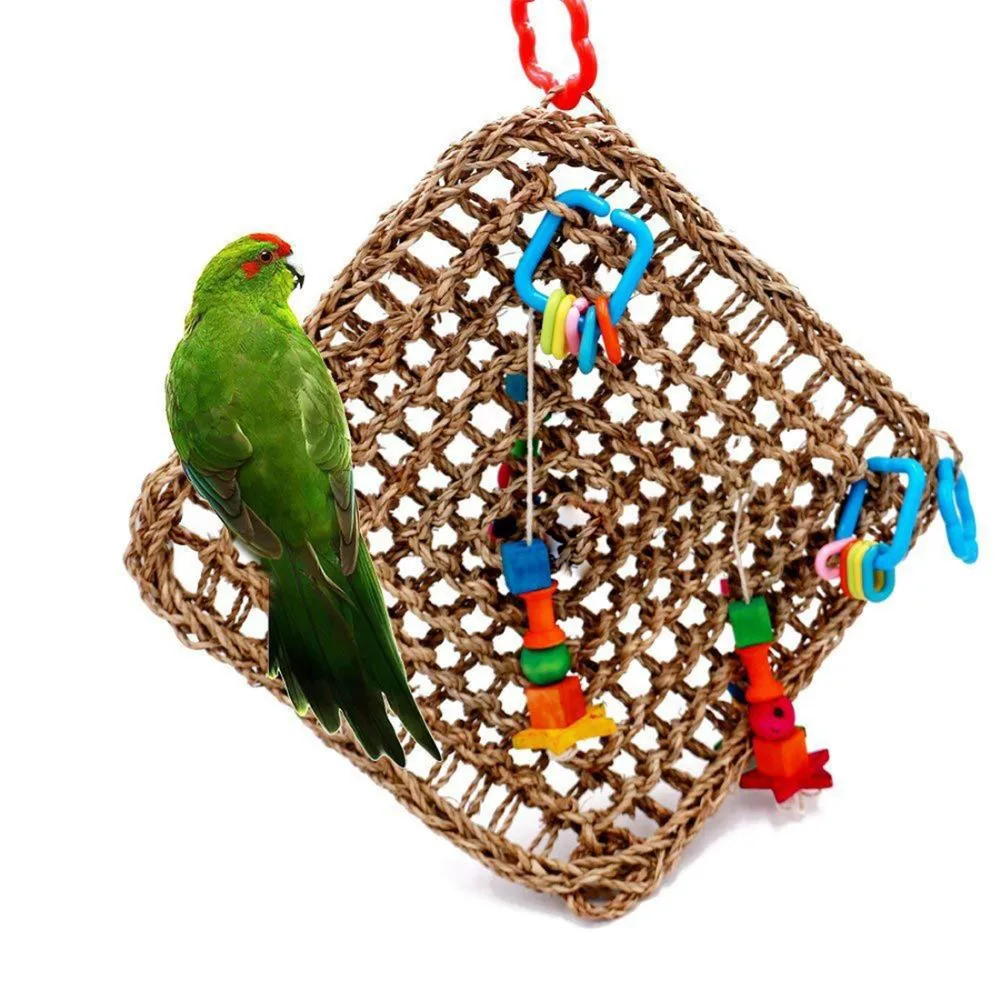 Parrot Climbing Net Hammock Swing Pet's Favorite Bite Toy Colorful Safe Tasteless Parrot Natural Straw Pet Climbing Toy
Parrot Climbing Net Hammock Swing Pet's Favorite Bite Toy Colorful Safe Tasteless Parrot Natural Straw Pet Climbing Toy