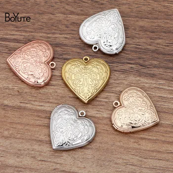 

BoYuTe (10 Pieces/Lot) 29MM Metal Brass Heart Pendant Locket Floating Vintage Jewelry Pendant Locket Wholesale