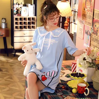 2020 summer long nightdress plus size M-2XL nightdress short sleeve fashion girl lapel casual cute printed nightdress
2020 summer long nightdress plus size M-2XL nightdress short sleeve fashion girl lapel casual cute printed nightdress