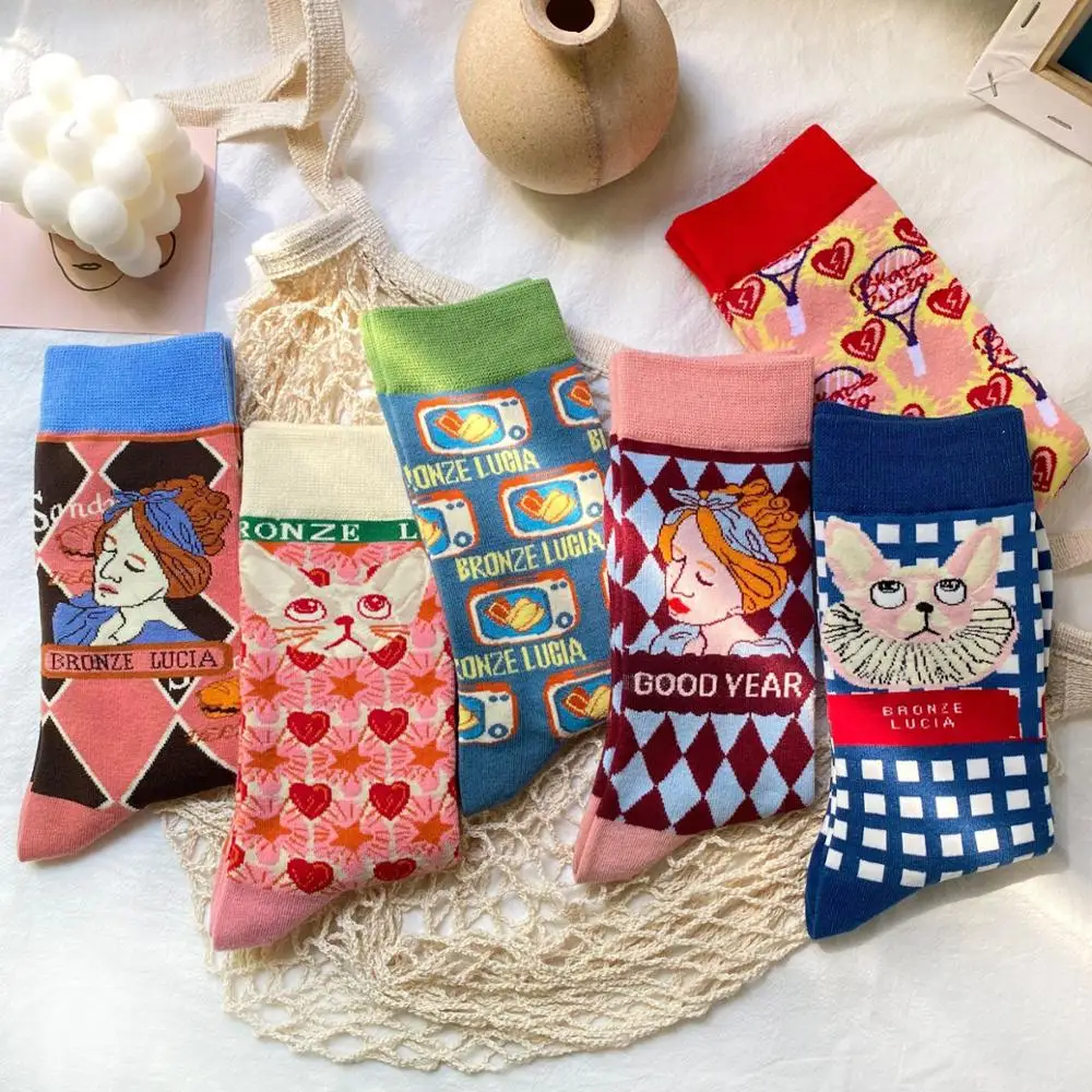 Spring/Summer New Tide Flow Cartoon Cat Stockings Lovely Plaid Creative Cotton Moist Fashion Breathable Leisure Socks 2020 Hot 
Spring/Summer New Tide Flow Cartoon Cat Stockings Lovely Plaid Creative Cotton Moist Fashion Breathable Leisure Socks 2020 Hot
