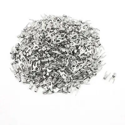 500pcs SNB5.5-5 Fork Type Non-Insulated Spade Cable Terminals for AWG 12-10