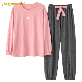Crew Neck Long Sleeve Long Pants Sleepwear Fashion Style Casual Style Pajamas Set Pj Set Woman Clothes Ladies Cotton Solid 
Crew Neck Long Sleeve Long Pants Sleepwear Fashion Style Casual Style Pajamas Set Pj Set Woman Clothes Ladies Cotton Solid