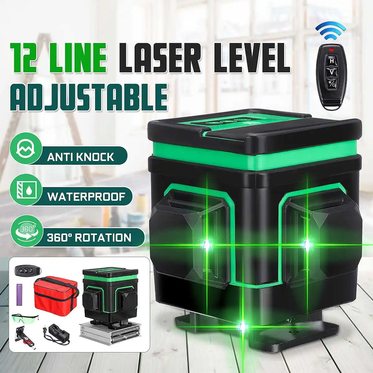 12 Lines 360 Degree 3D Laser Level Measuring Devices Line Rotary Horizontal And Vertical Cross Laser Level with Bag+controller
12 Lines 360 Degree 3D Laser Level Measuring Devices Line Rotary Horizontal And Vertical Cross Laser Level with Bag+controller