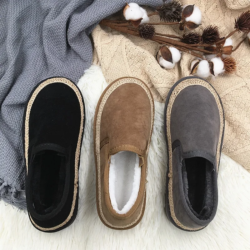 Зимняя Корейская теплая и бархатная повседневная обувь на платформе Женская