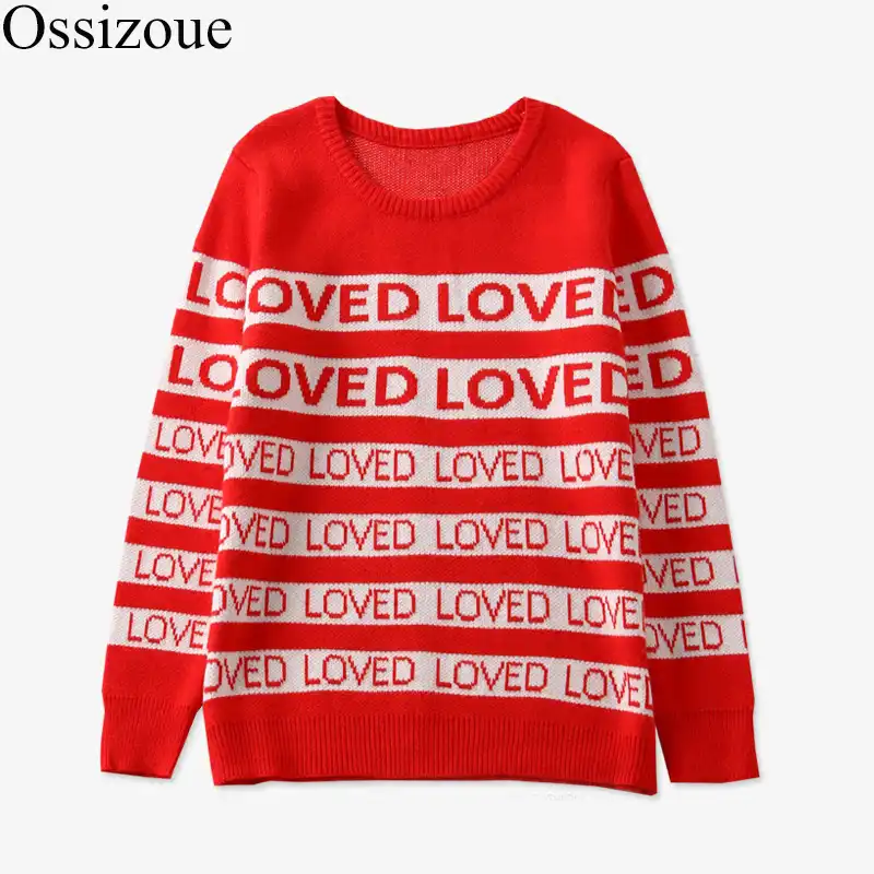 2019 autumn winter fashio loved letter sweaters female pullovers