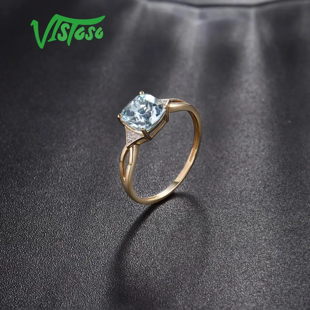 Женское кольцо с бриллиантами VISTOSO Pure14K желтое золото 585 пробы классические