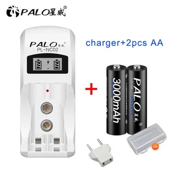 PALO 2 Slots Protable Smart LCD Battery Charger For AA AAA 9v6F22 NIMH NICD Rechargeable Battery+2pcs AA Rechargeable Batteries
PALO 2 Slots Protable Smart LCD Battery Charger For AA AAA 9v6F22 NIMH NICD Rechargeable Battery+2pcs AA Rechargeable Batteries