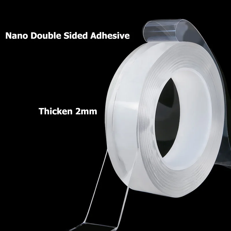 

GEEKHOM 1M/3M/5M Magic Nano Tape Double Sided Tape 2mm Transparent Traceless Reusable Waterproof Adhesive Tape Cleanable Home