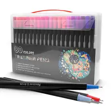 Cor fineliner caneta conjunto 80 cores 0.4mm arte marcadores esboço desenho canetas poroso ponto fino marcadores de coloração para arte esboçar caneta(China)