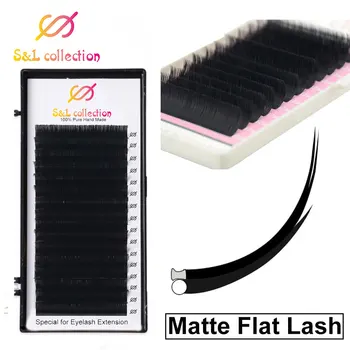 

SUPER Mink Black Ellipse Flat Lashes Extensions Flat Eyelash Extension Semi-permanent Individual Very Soft Application-friendly