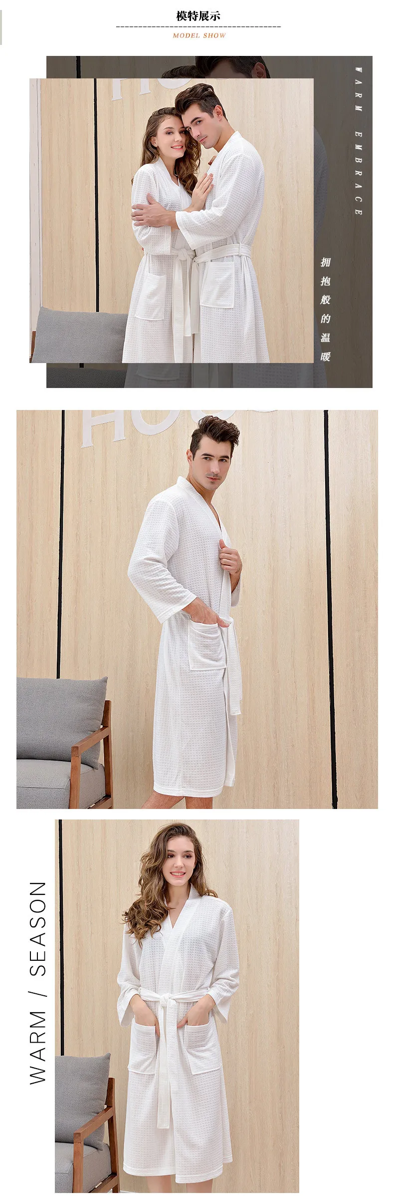 Spring Autumn Unisex Waufg Bathrobe Women's Thin Bathrobe Suction Water Fast Dry Pajamas Lovers's Home Gown Pink Sleeping Robe Spring Autumn Unisex Waufg Bathrobe Women's Thin Bathrobe Suction Water Fast Dry Pajamas Lovers's Home Gown Pink Sleeping Robe