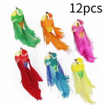 

12pcs Party Ornaments Home Decor Vividly Gift Simulation Bird Faux Feather Toys DIY Craft Props Indoor Outdoor Accessories