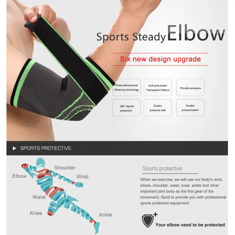 Elbow Support Brace Compression Sleeve Tendonitis Joint Pain Guard Wrap Band Elbow Support Brace Compression Sleeve Tendonitis Joint Pain Guard Wrap Band