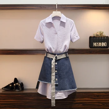 plus size irregular denim skirt set women 2 piece set office ladies elegant outfits large size 2 piece summer sets 5XL clothes
plus size irregular denim skirt set women 2 piece set office ladies elegant outfits large size 2 piece summer sets 5XL clothes
