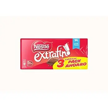 Nestlé Extrafino Tableta de Chocolate con Leche - Pack de 3 x 125 g - Total: 375 g
Nestlé Extrafino Tableta de Chocolate con Leche - Pack de 3 x 125 g - Total: 375 g