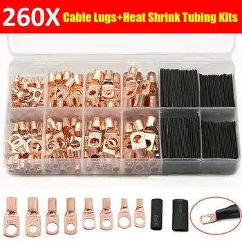 260X Ring Lug Terminal Mixing Shrink Cap Copper Cable Lugs Crimp Terminal Kit Wire Connector Heat Shrink Tubing
260X Ring Lug Terminal Mixing Shrink Cap Copper Cable Lugs Crimp Terminal Kit Wire Connector Heat Shrink Tubing