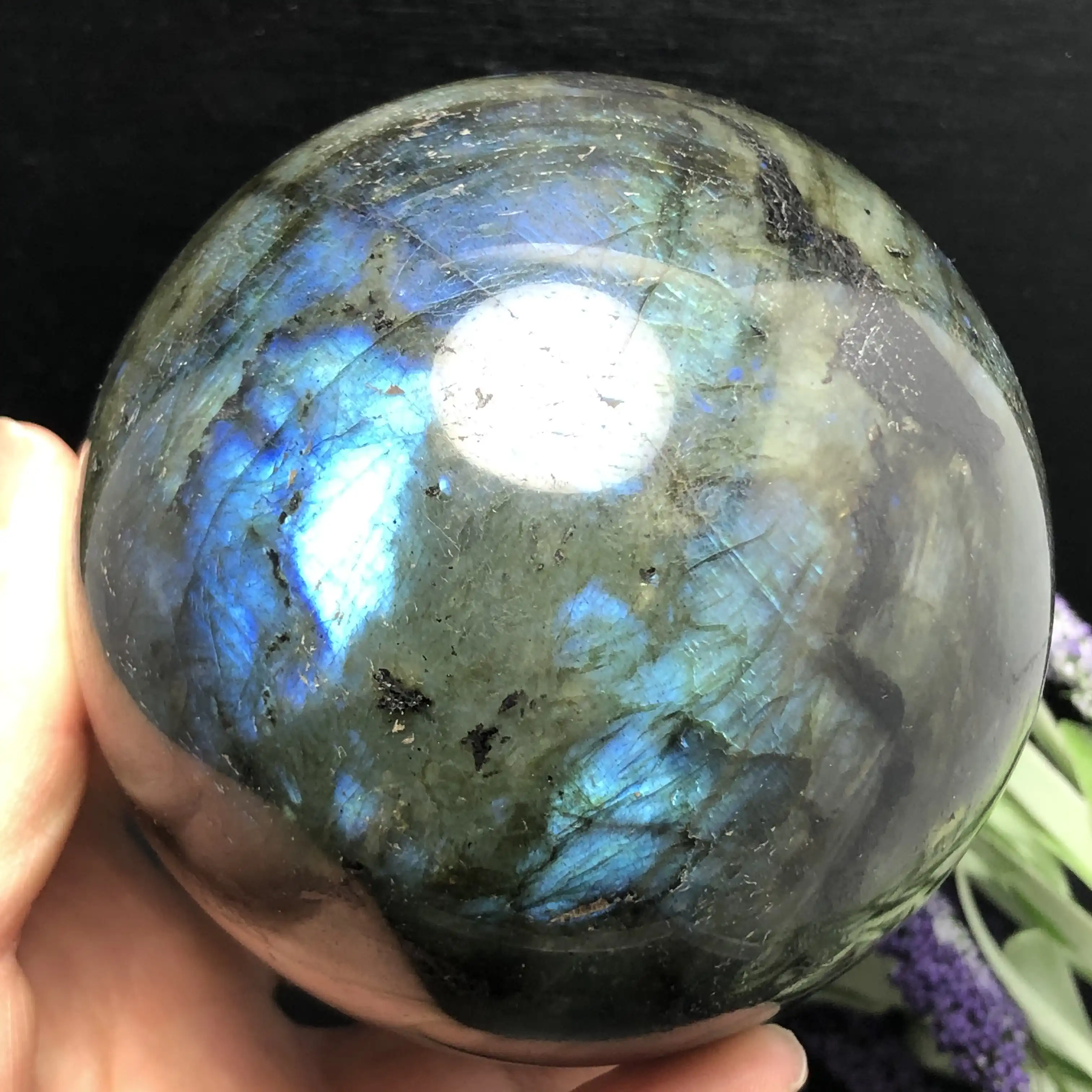 natural labradorite crystal ball energy stone gem