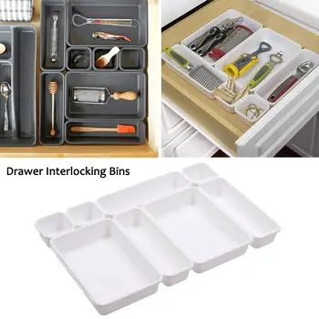 8PCS Interlocking Drawer Trays Plastic Multi-Purpose Drawer Storage Box Organizer For Home Kitchen Tableware Tool Separation Box
8PCS Interlocking Drawer Trays Plastic Multi-Purpose Drawer Storage Box Organizer For Home Kitchen Tableware Tool Separation Box