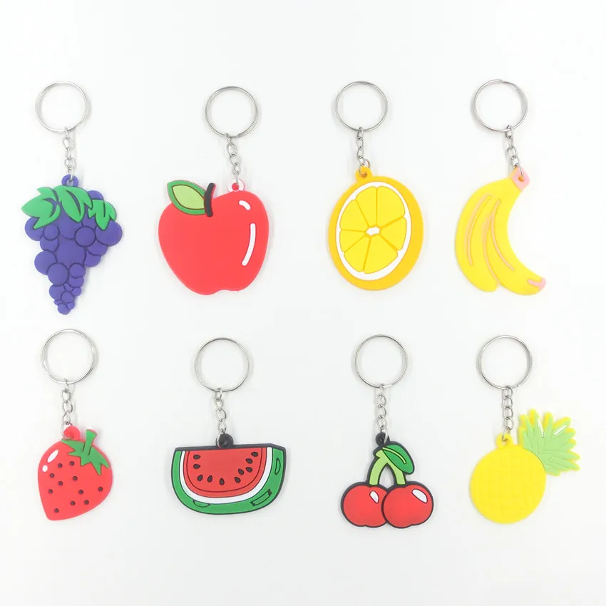 

Grape Apple Banana Strawberry Fruit keychain Women Cherry Pineapple Orange Watermelon Backpack Keyring Boys Girls Gift KC309