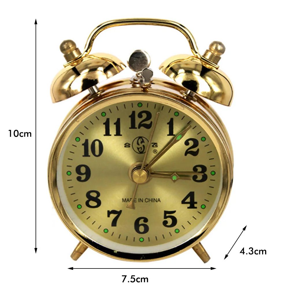 Generic Retro Gold Mechanical Alarm Clock Vintage Manual Wind Up