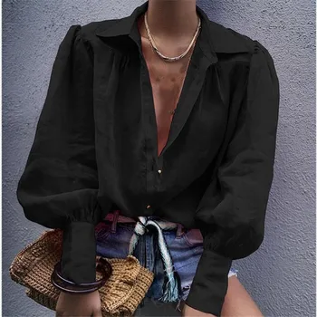 Women's Chiffon Long Puff Sleeves Shirt New Autumn Ladies Loose Casual Buttons Tops Wear Female Fashion Solid Color Shirts Hot
Women's Chiffon Long Puff Sleeves Shirt New Autumn Ladies Loose Casual Buttons Tops Wear Female Fashion Solid Color Shirts Hot