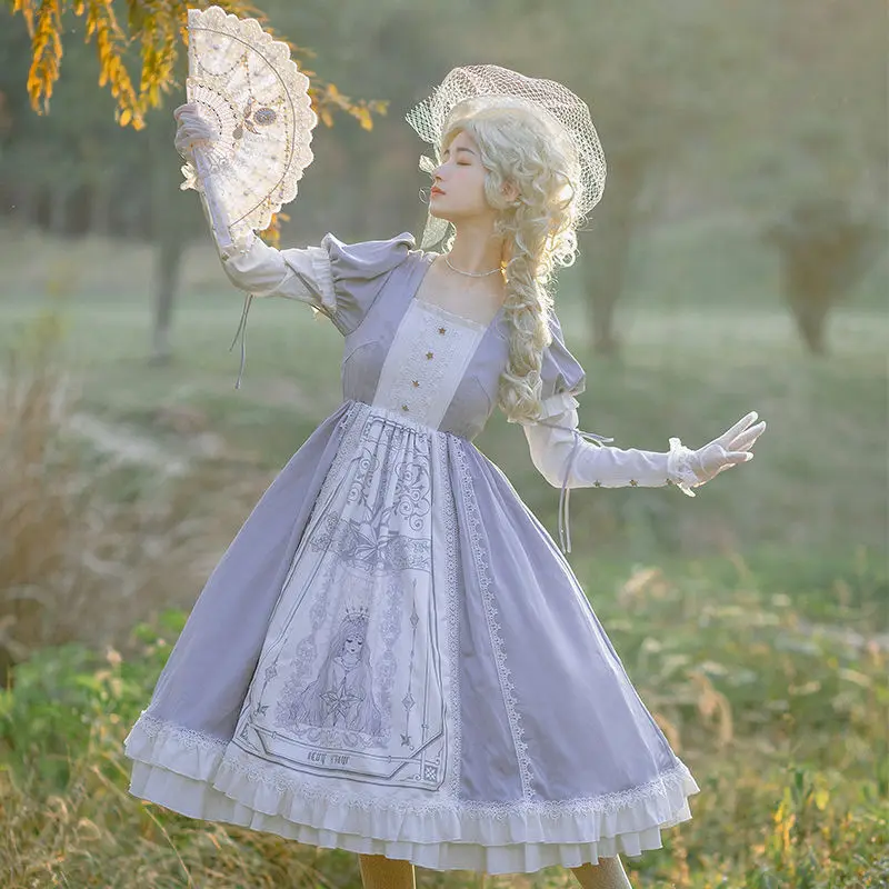 Palace princess sweet lolita dress vintage detachable collar puff sleeve lace printing kawaii dress girl loli gothic lolita op 
Palace princess sweet lolita dress vintage detachable collar puff sleeve lace printing kawaii dress girl loli gothic lolita op