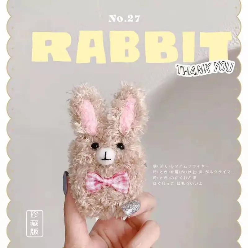 Japan 3D cute plush bow bunny chip wireless Bluetooth headset silicone case Airpods headset set with shockproof soft cover.
Japan 3D cute plush bow bunny chip wireless Bluetooth headset silicone case Airpods headset set with shockproof soft cover.