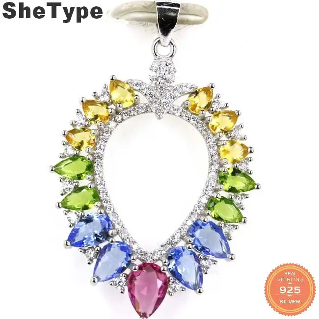 40x27mm Colorful 3.7g Created Citrine Peridot Tourmaline Tanzanite CZ Gift For Boy 925 Solid Sterling Silver Pendant 
40x27mm Colorful 3.7g Created Citrine Peridot Tourmaline Tanzanite CZ Gift For Boy 925 Solid Sterling Silver Pendant