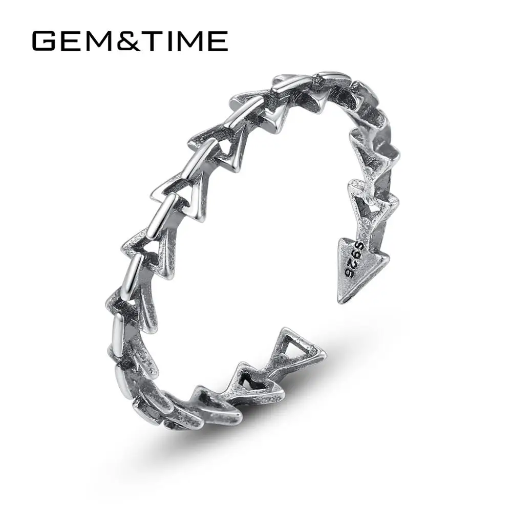 Gem&Time Genuine 925 Sterling Silver Arrow Triangle Stackable Finger Rings FOR Women Vintage Style Adjustable Rings Fine Jewelry
Gem&Time Genuine 925 Sterling Silver Arrow Triangle Stackable Finger Rings FOR Women Vintage Style Adjustable Rings Fine Jewelry