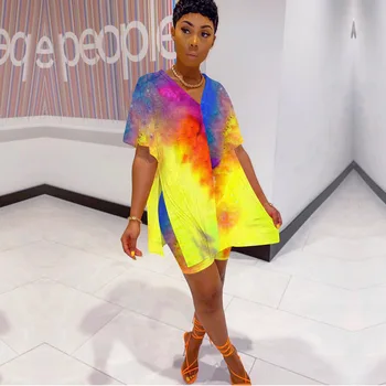 Summer Tie Dye Two Piece Set Women Clothes Batwing Sleeve V Neck T Shirt Top Biker Shorts Set Lounge Wear Women 2 Piece Outfits
Summer Tie Dye Two Piece Set Women Clothes Batwing Sleeve V Neck T Shirt Top Biker Shorts Set Lounge Wear Women 2 Piece Outfits