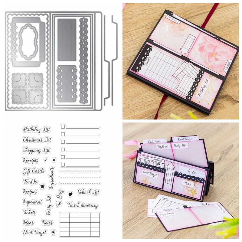 Metal Cutting Dies With Clear Stamps Flip Fold Small Purse Holder To Do List Chart DIY Scrapbooking Craft Paper Cards 2020
Metal Cutting Dies With Clear Stamps Flip Fold Small Purse Holder To Do List Chart DIY Scrapbooking Craft Paper Cards 2020