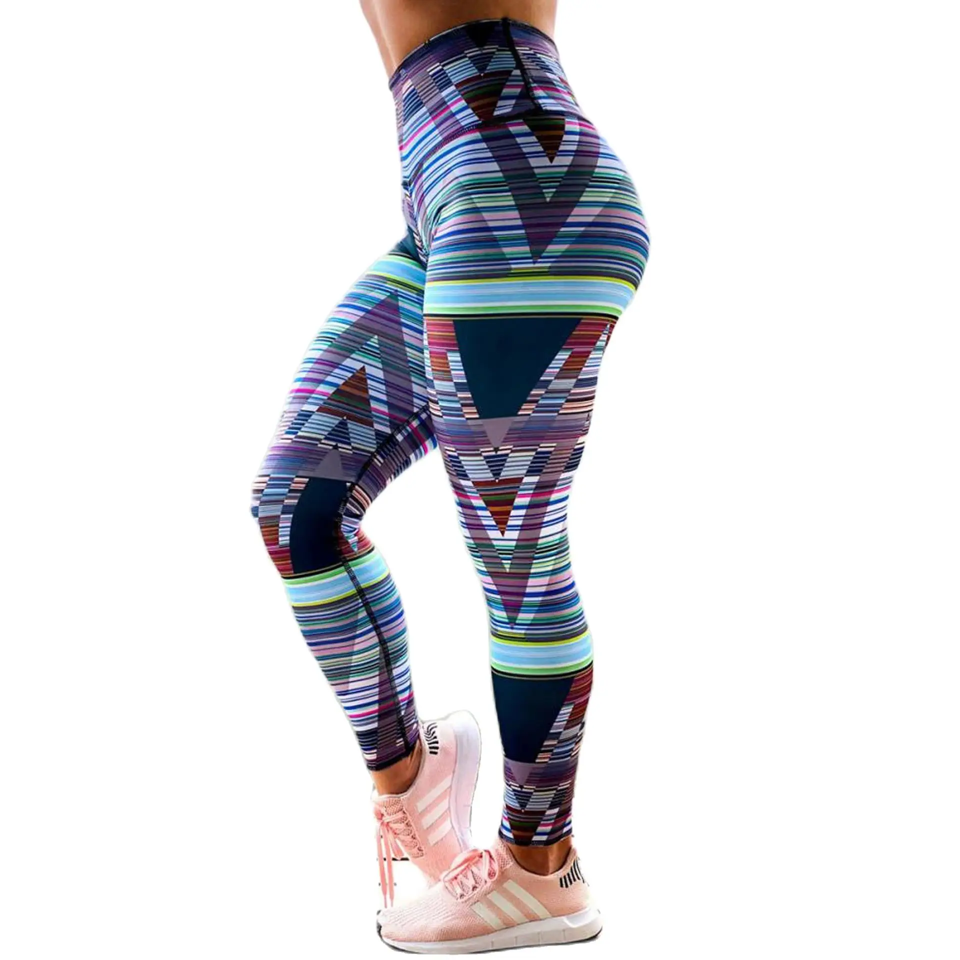 

Women Sport Leggings High Waist Yoga Pant Elastic Quick Dry Gym Fitness Running Tights Sexy Hips Stripes Leggings Gymwear Female