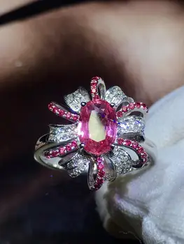 Pink Sapphire Ring Real Pure 18 K Natural Pink Padparadscha Sapphire Gemstones 1.1ct Diamonds Stone Female Ring
Pink Sapphire Ring Real Pure 18 K Natural Pink Padparadscha Sapphire Gemstones 1.1ct Diamonds Stone Female Ring