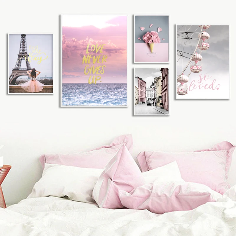 Pink Wall Décor Paris Theme For Teen Girls – Pink & Blue Baby Shop