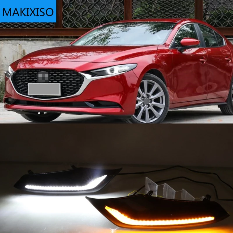 2 шт. LED DRL для Mazda 3 Axela 2019 2020 светодиодный Вождение автомобиля противотуманные фары светильник противотуманных фар с потоком желтым сигналом поворота 
2 шт. LED DRL для Mazda 3 Axela 2019 2020 светодиодный Вождение автомобиля противотуманные фары светильник противотуманных фар с потоком желтым сигналом поворота