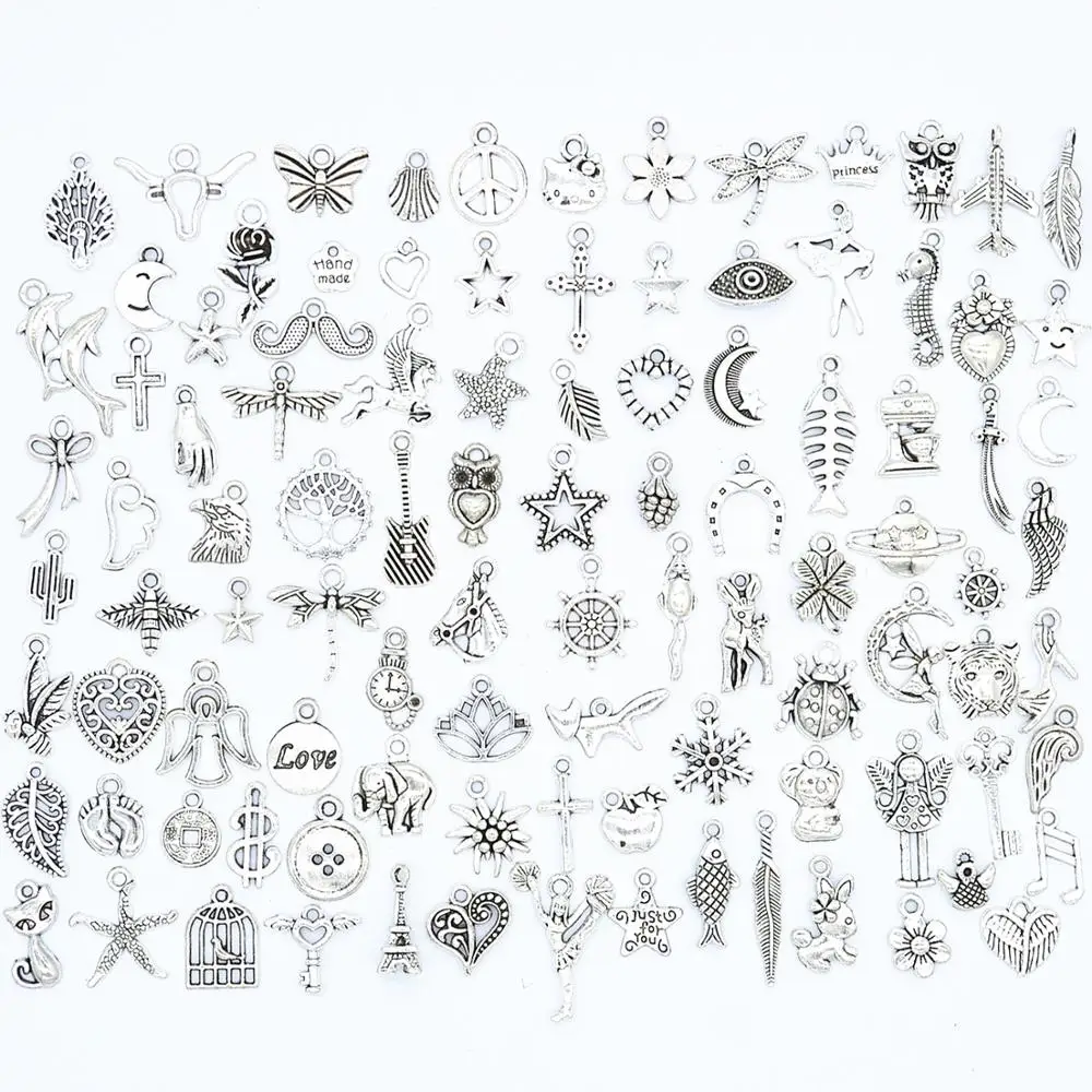YuenZ 40pcs-100pcs Mixed Styles animal Heart Key Crown Charms Pendants DIY Jewelry for Necklace Bracelet Making Accessaries U050 YuenZ 40pcs-100pcs Mixed Styles animal Heart Key Crown Charms Pendants DIY Jewelry for Necklace Bracelet Making Accessaries U050