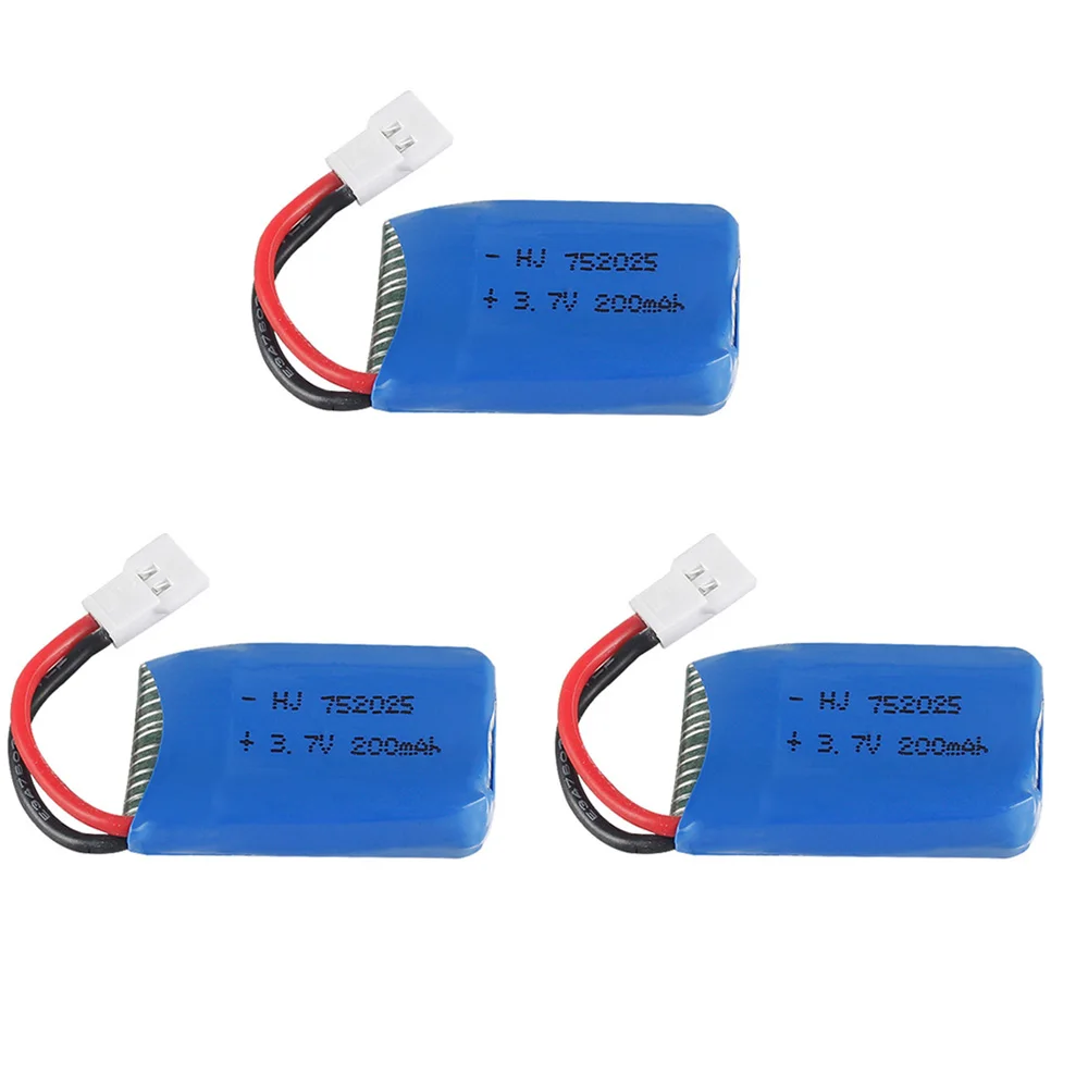 

Lipo Battery 752025 3.7V 200mAh RC Drone Li-polymer Battery 752025P For RC Syma X4 X11 X13 Aircraft toys parts 3PCS