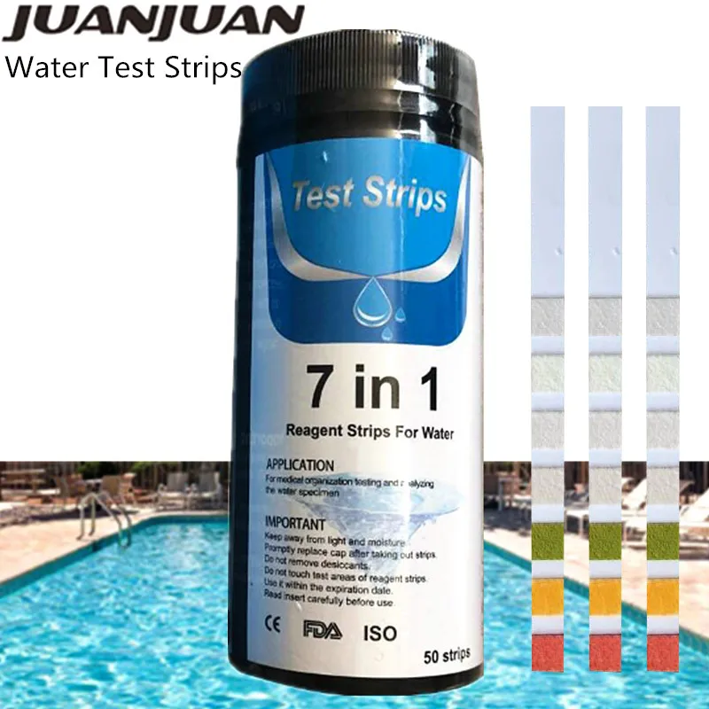 50pcs/bottle 7 in 1PH Test Strip PH Paper Tester Water Test Strips Chlorine Bromine Measuring Tool Alkaline Acid 40% off
50pcs/bottle 7 in 1PH Test Strip PH Paper Tester Water Test Strips Chlorine Bromine Measuring Tool Alkaline Acid 40% off
