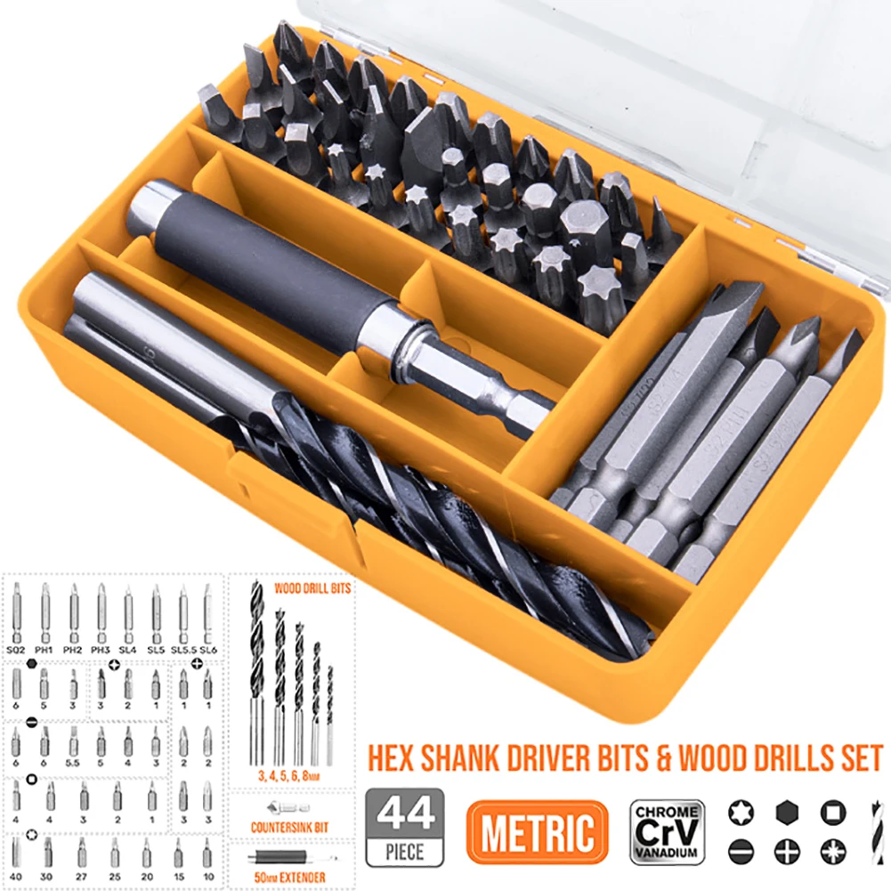 44/57pcs Power Tools Kits Screwdriver Bit Set Slotted Cross Torx Drill Bits For Metal Wood Plastic Device Repair Impact Driver
44/57pcs Power Tools Kits Screwdriver Bit Set Slotted Cross Torx Drill Bits For Metal Wood Plastic Device Repair Impact Driver